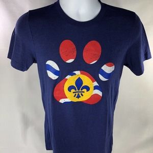 ARCH APPAREL ST LOUIS FLAG PAW PRINT SHIRT ADULT SMALL PURPLE SHORT SLEEVE STL